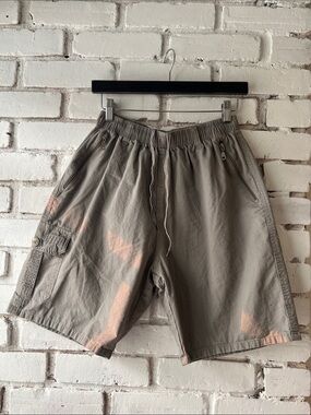 100% cotton Men's Casual Drawstring Cargo Shorts - grey Taupe
